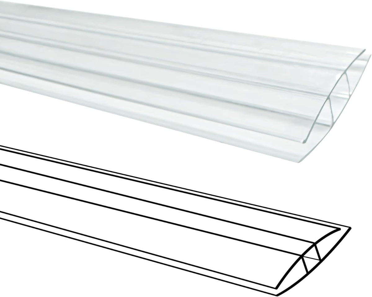 10 PCS Polycarbonate Greenhouse H-Clip Connectors 4ft Length, Fits 0.16’’ & 0.24’’ Twin-Wall Polycarbonate Panels Duty Dust, Rain & Moisture Protection Durable (H-Clip 4' × 1.57’’ × 0.24’’)