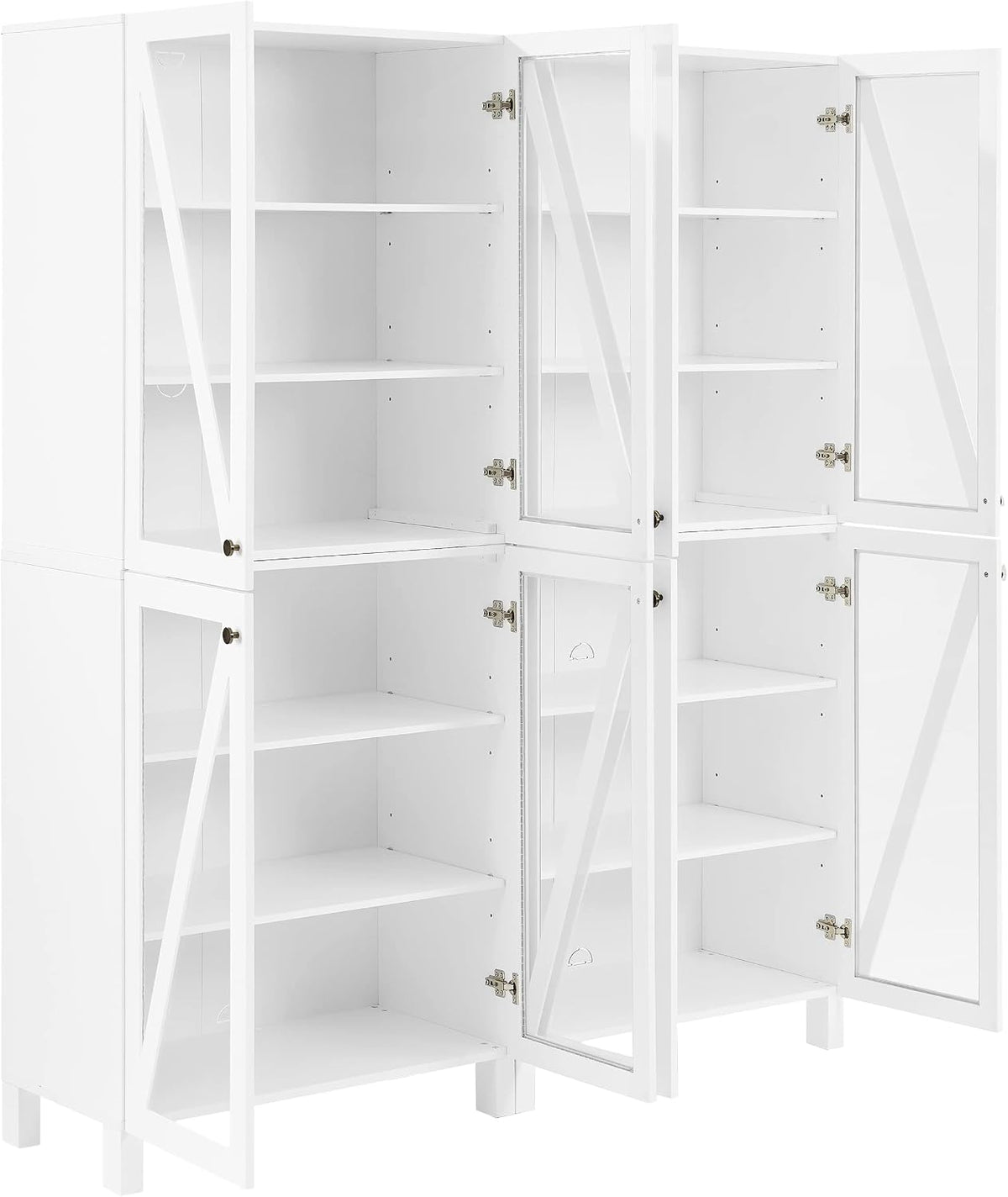 Crosley Furniture Cassai 2-Piece Pantry Storage Cabinet Set with Shelves, Kitchen, Dining, or Laundry Room, White