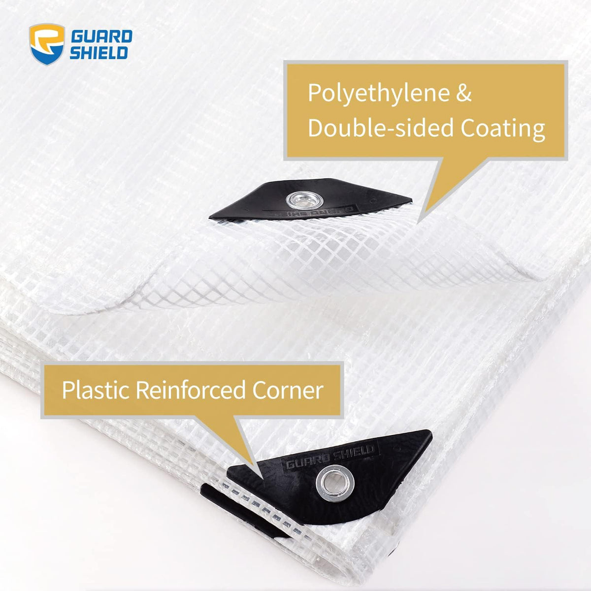 GUARD SHIELD Clear White Tarp Heavy Duty 8x20 Feet Waterproof for Greenhouse Outdoor Garden Poly Cover UV Resistant 3x3 Weave 10mil