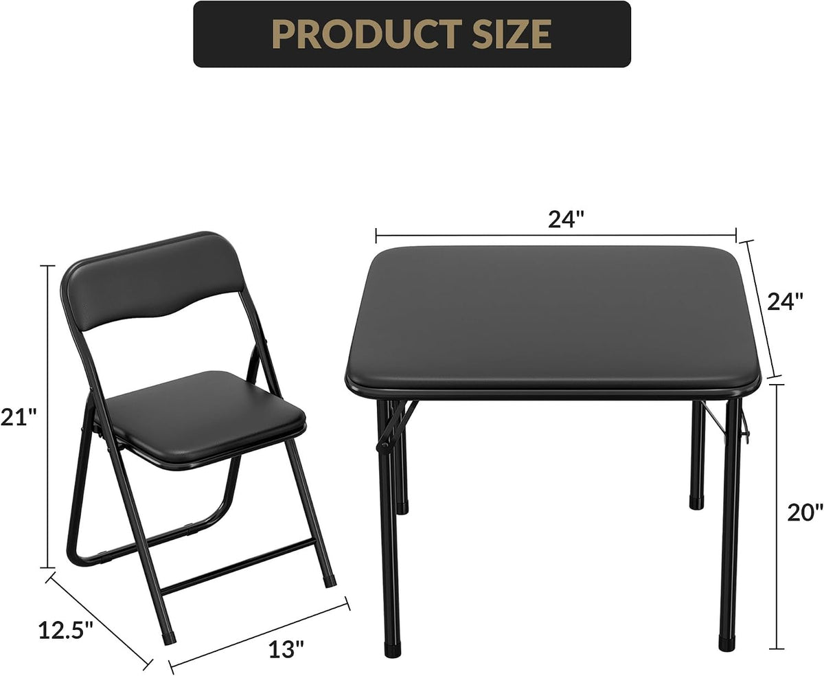 Kids Folding Table and Chairs Set 3-Piece PU Padded No Assembly | Fold-Flat Design + No Assembly + PU Padded Comfort – A Perfect Space-Saving Activity Set for Kids Ages 2-8