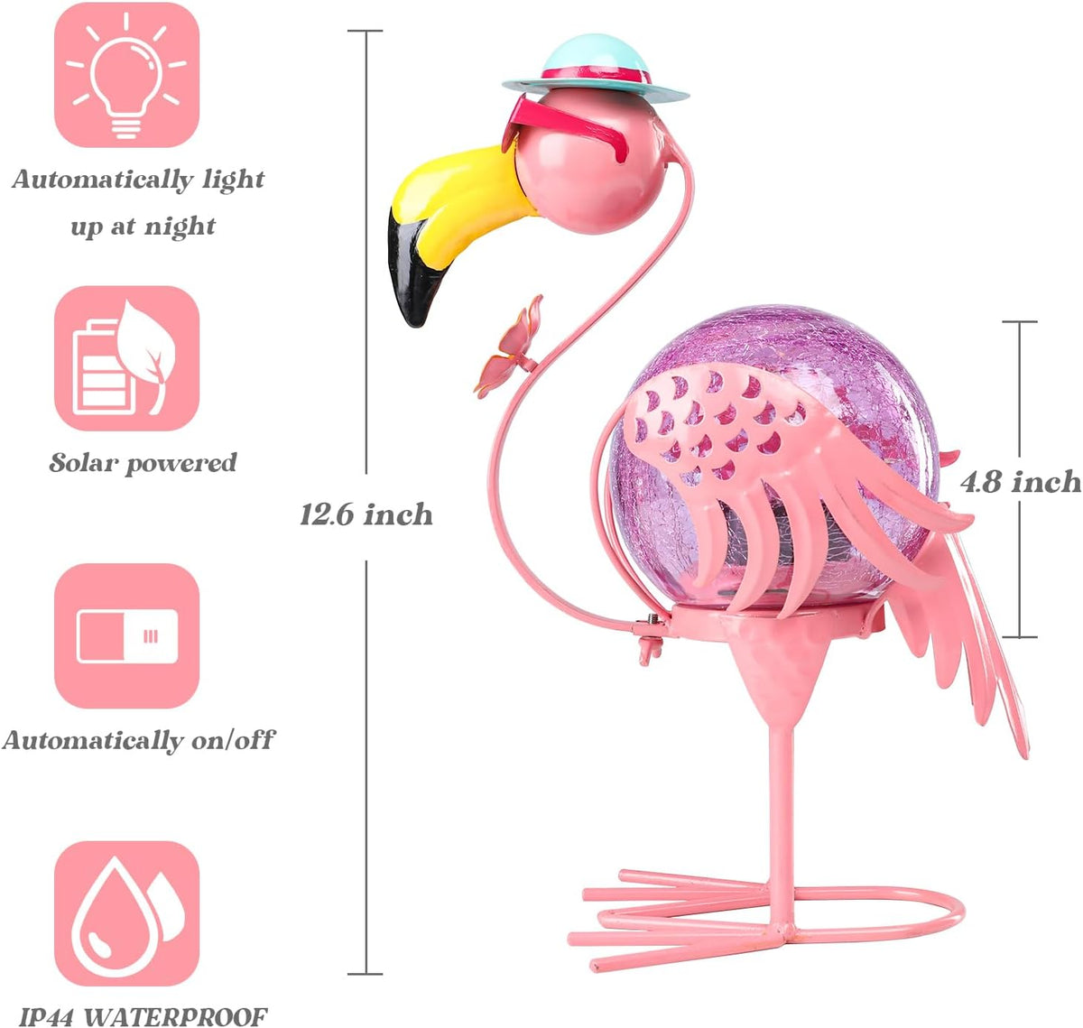 MUMTOP Flamingo Solar Lights Outdoor, Decorative Waterproof LED Solar Lanterns for Patio Garden Yard, Pink Flamingo Tabletop Decorations