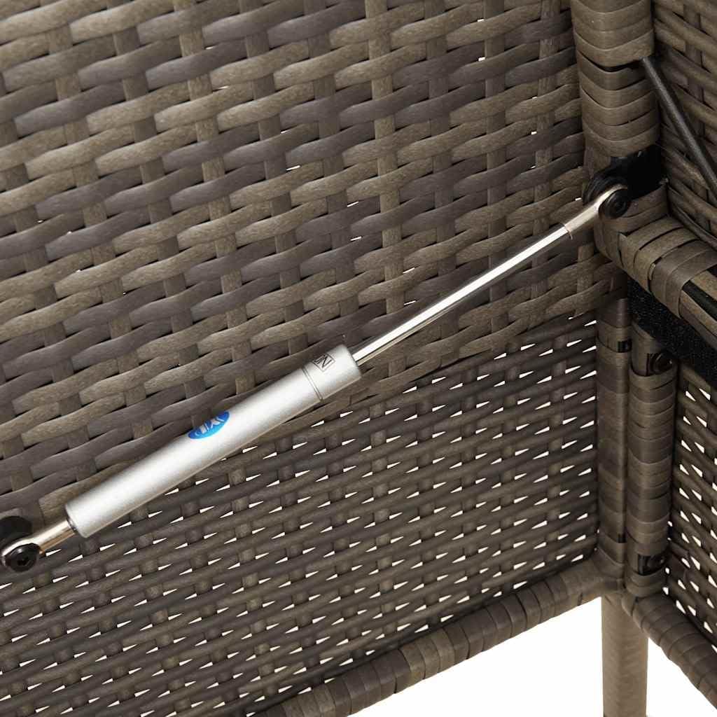 Gray Patio Storage Bench with Cushion, PE Rattan Outdoor Seating with Waterproof Bag for Cushions and Towels