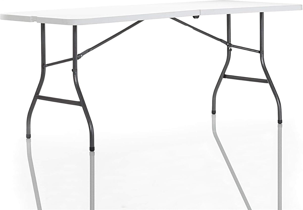 Cosco 6ft Fold-in-Half Blow Molded Folding Table, Indoor/Outdoor, Comfort Handle, Lightweight Plastic Construction - White