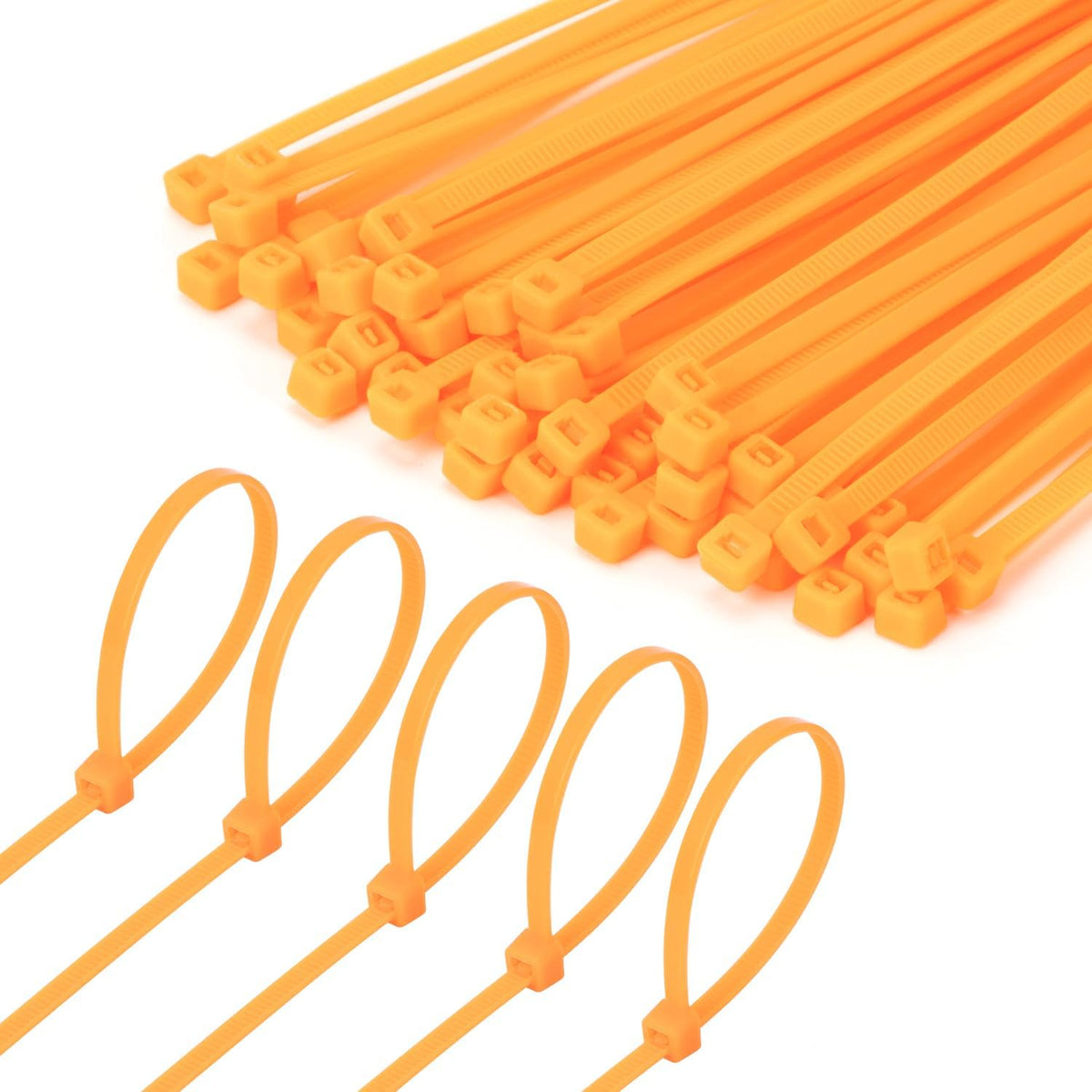 8 Inch Orange Zip Tie 1000 PCS, 40 Lbs - Small to Medium Zip Tie, Nylon PA66 UV Resistant Cable Tie Heavy Duty for Indoor and Outdoor Use - Ideal for bundling and securing objects