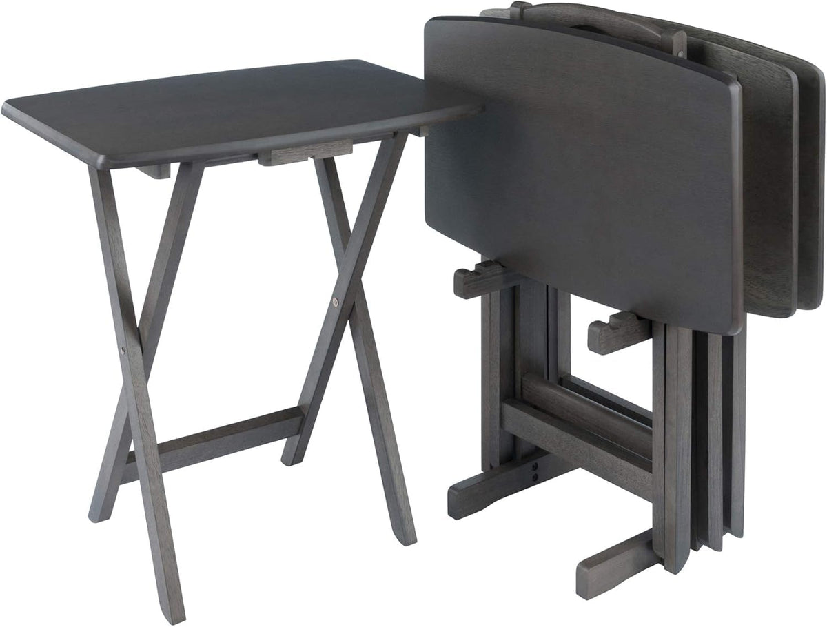 Ergode TV Tray Tables Set of 5 Folding X-Frame Oyster Gray