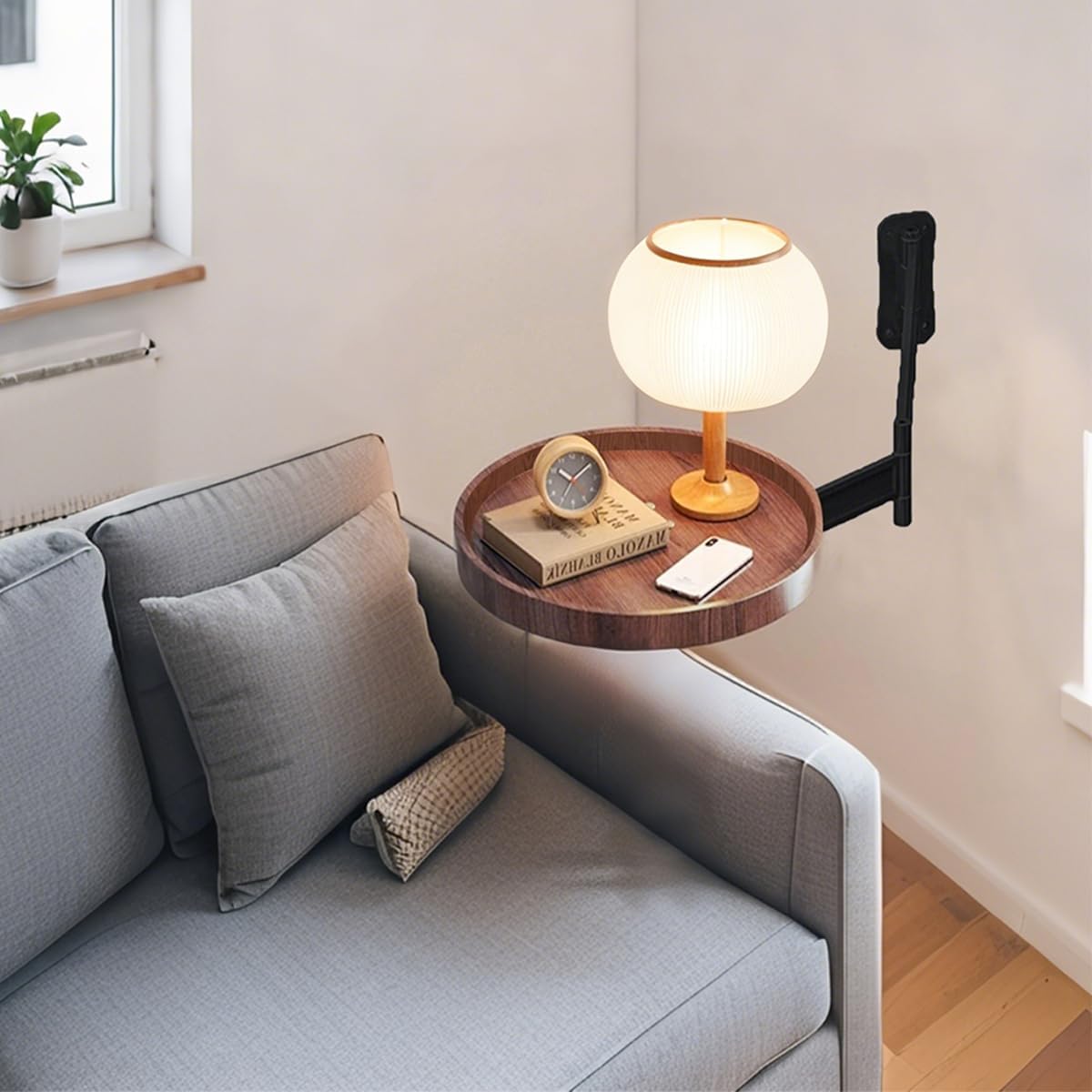 11.8-inch Retractable Wall-Mounted Folding Table with Adjustable Angle | Sofa floating table, balcony coffee table, RV folding table—multi-angle adjustable.