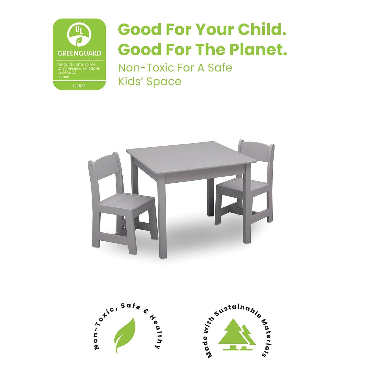 Delta Children MySize Kids Table, 2 Chairs & Multi-Bin Toy Organizer Set with Storage Bins, 3 Piece