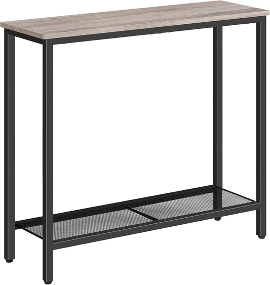 HOOBRO 29.5" Narrow Console Table, Small Entryway Table with Shelf, 2 Tier Thin Sofa Table, Behind Couch Table, Side Table, for Hallway, Living Room, Bedroom, Greige and Black BG74XG01