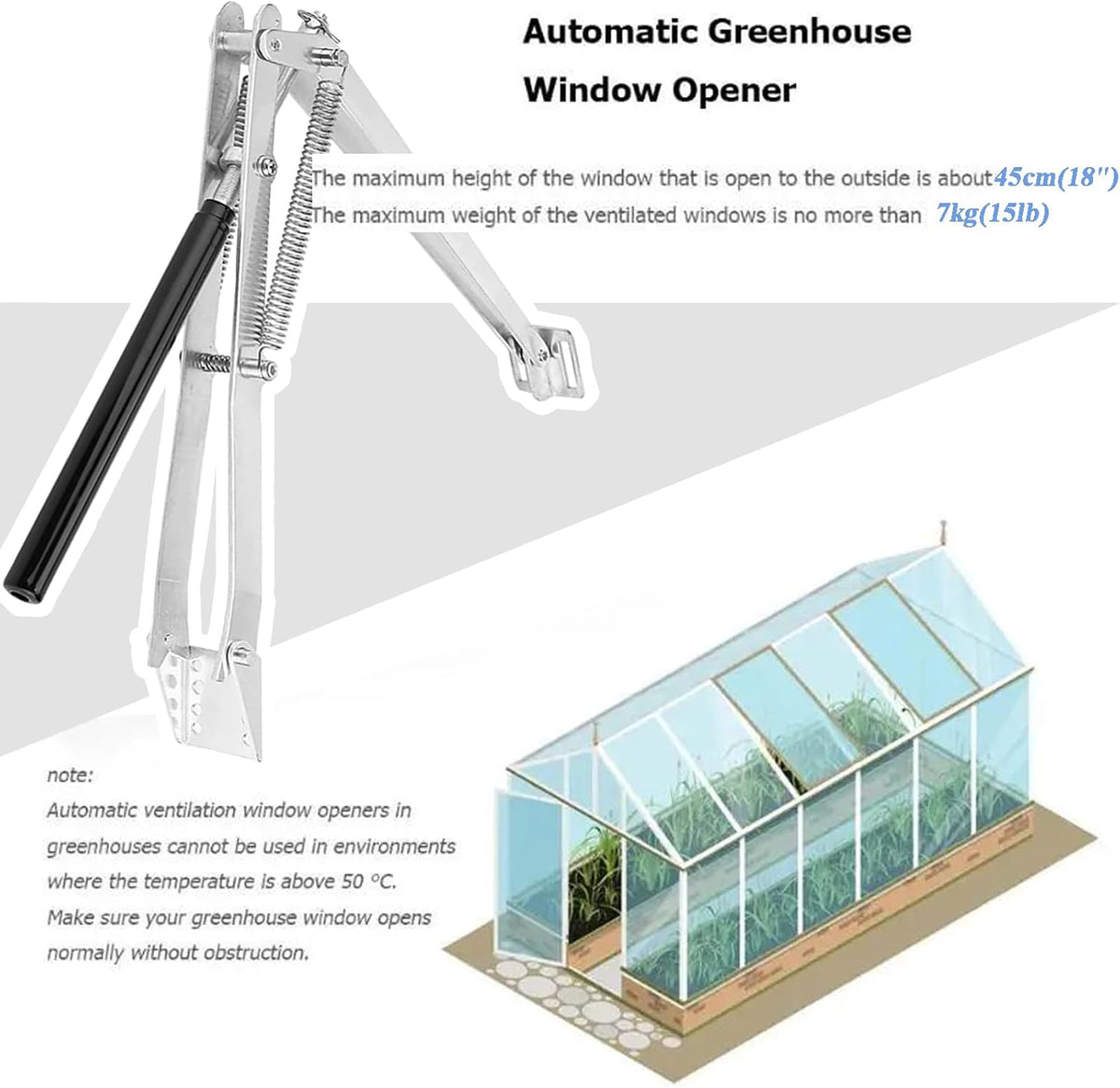 2 pcs Automatic Greenhouse Window Opener Auto Vent Opener Roof Vent Opener Auto Vent Kit Solar Heat Sensitive Agriculture Gardening Tools and Supplies (Dual Spring Lifts 15 Lbs)