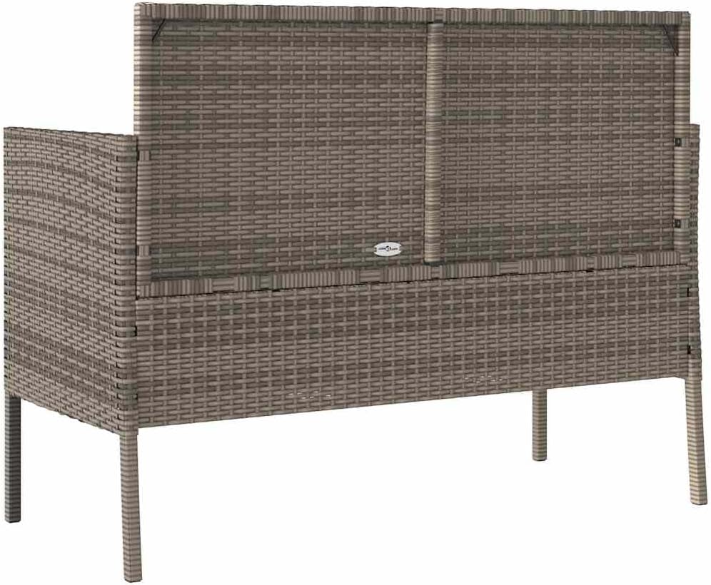 Gray Patio Storage Bench with Cushion, PE Rattan Outdoor Seating with Waterproof Bag for Cushions and Towels