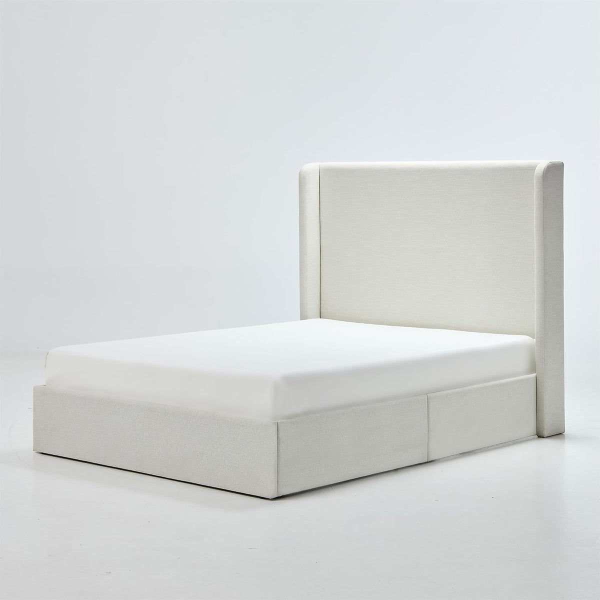 California King Upholstered Bed Frame 52" Tall Wingback Headboard