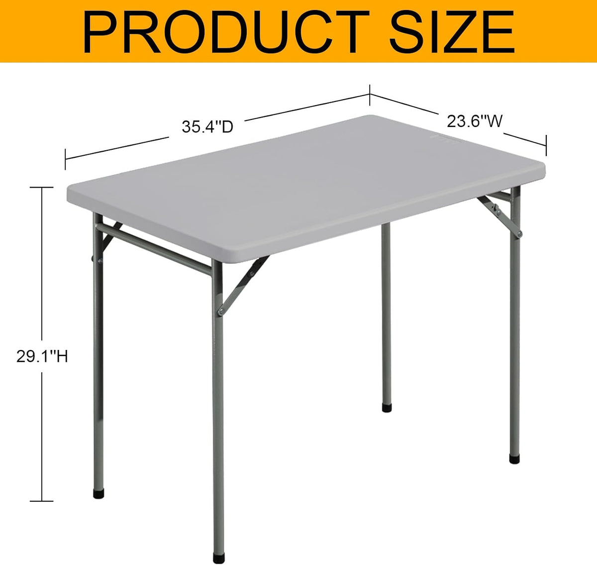 Folding Table 3ft Rectangular All-Occasion Plastic Folding Event Table for Indoor and Outdoor, Portable Desk, Camping, Durable and Stable, HDPE and Steel, Wide Application, Grey