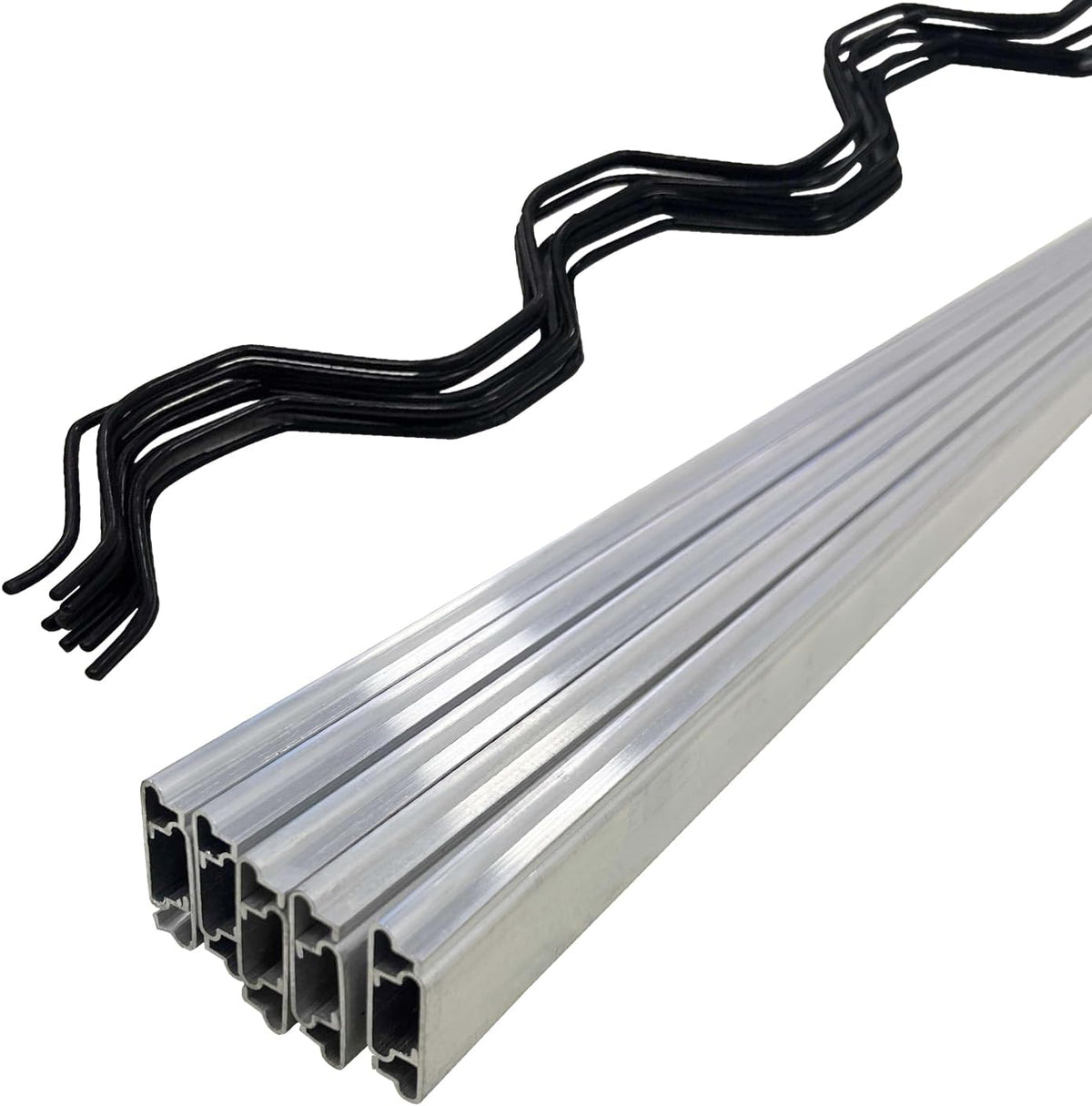 10 Set 6.6 Ft Greenhouse Lock Channel and Spring Wire，Aluminum Alloy Lock Channel and PVC Coated Spring Wires for Fixing Greenhouse Plastic Cover