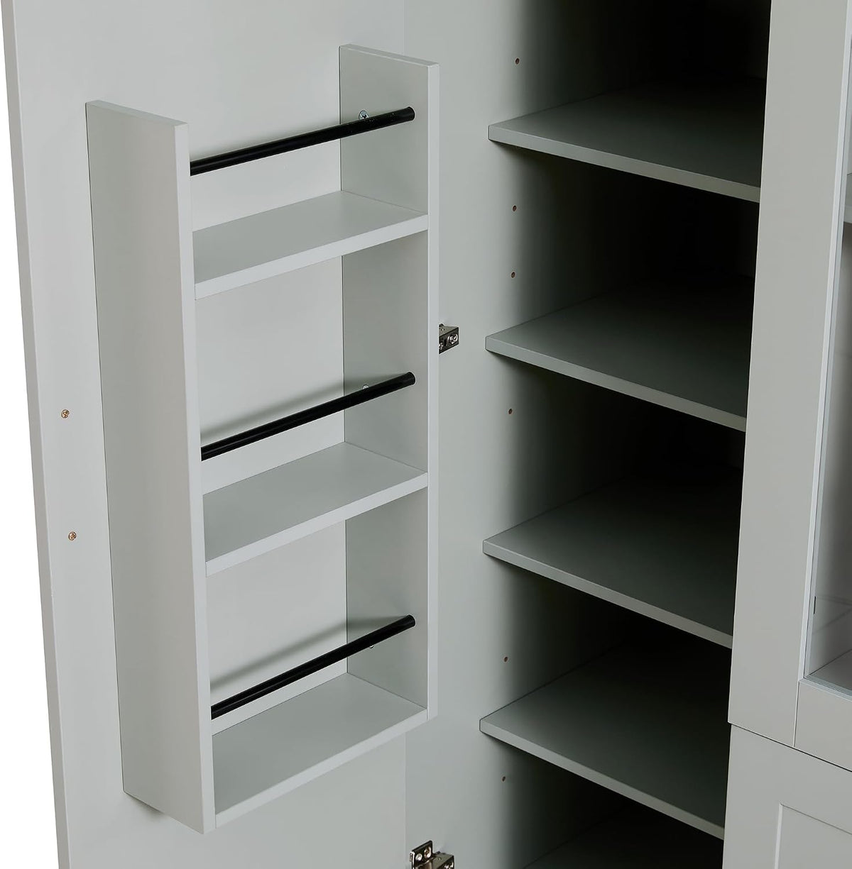 Polibi 6-Door Kitchen Pantry Storage Cabinet,53.2''Lx17.7''W Large Cupboard with Wine Rack, Adjustable Shelves & Pull-Out Trays for Dining Room Organization, Modern Design, Green