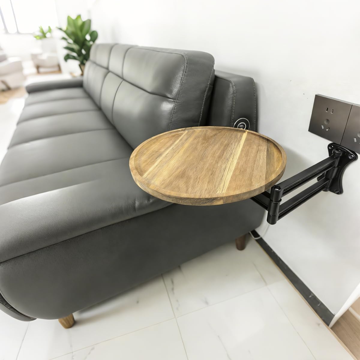 11.8-inch Retractable Wall-Mounted Folding Table with Adjustable Angle | Sofa floating table, balcony coffee table, RV folding table—multi-angle adjustable.