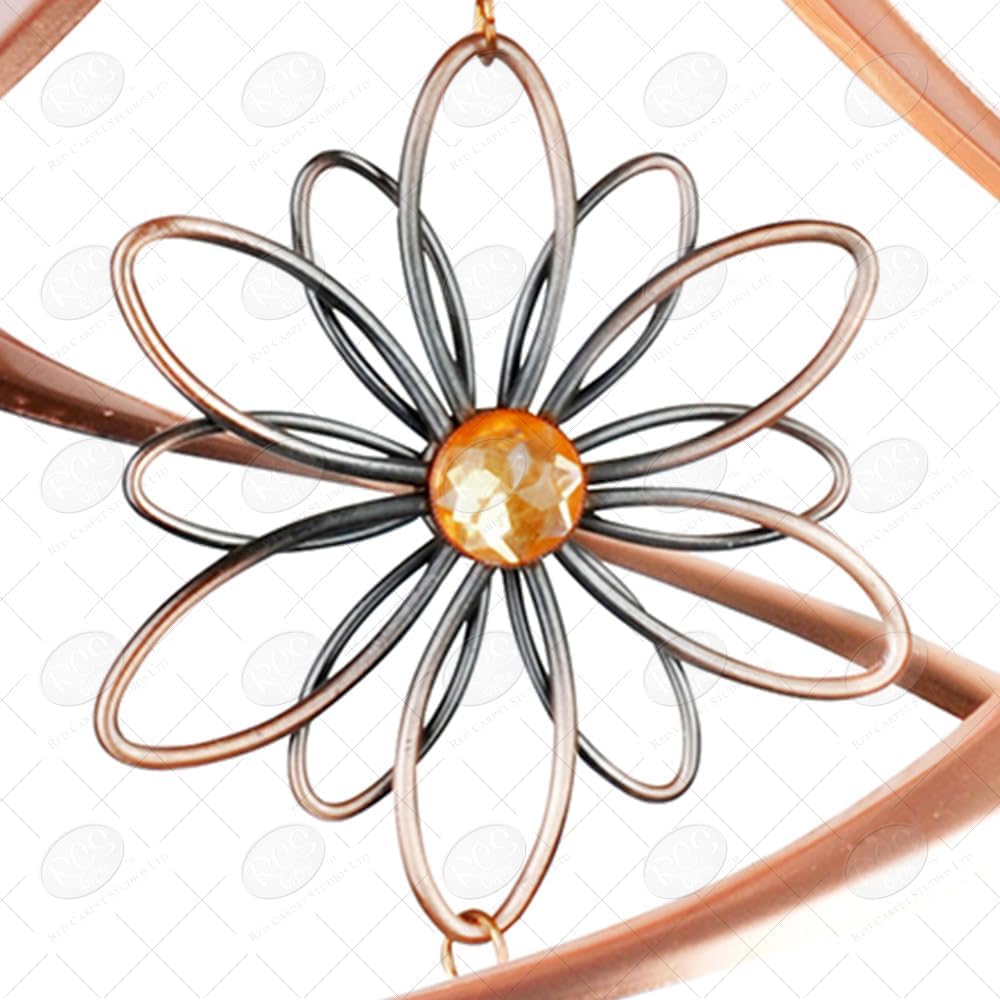 Red Carpet Studios The Original Helix Cosmix Wind Spinner Hand-Crafted Copper Plated Spiral, 14-Inch, Flower Crystal