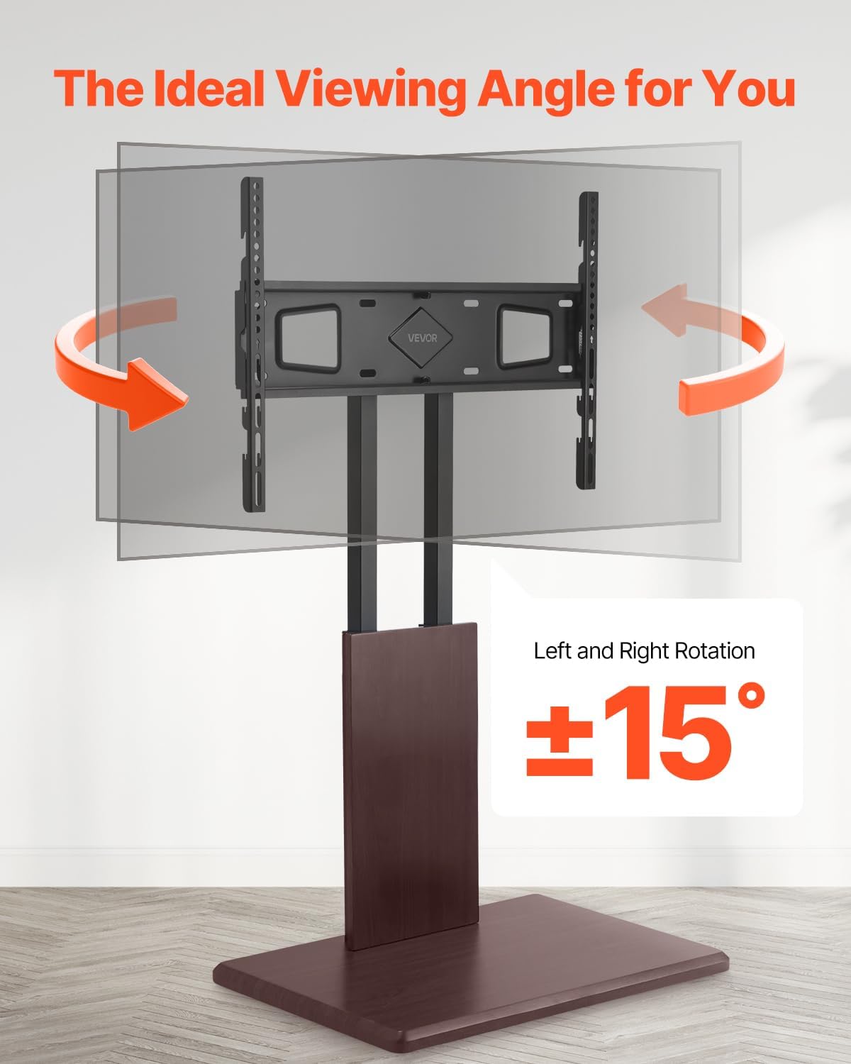 VEVOR Universal TV Stand, Table Top TV Stand for 32-70 inch Screens, Swivel and Height Adjustable TV Mount Stand Holds up to 99 lbs with Power Strip, for Living Room, Bedroom, MAX VESA 600 x 400 mm