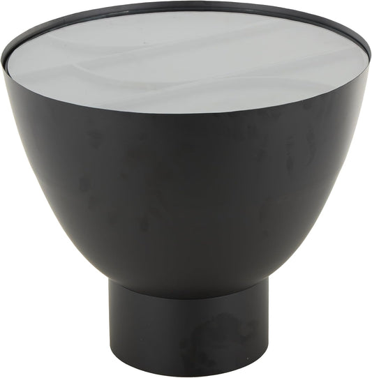 Deco 79 Metal Geometric Side End Accent Table End Table with Glass Tabletop and Elevated Base, Side Table 22" x 22" x 19", Black