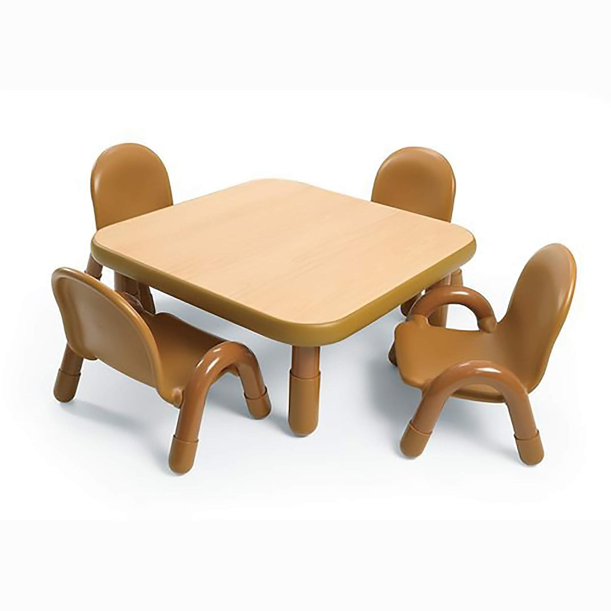 Children’s Factory Baseline Toddler Square Table and Chairs Set, Natural Wood – Includes One 30”, 12” High Square Table and Four 5” High Chairs – Durable, Lightweight, Easy to Move