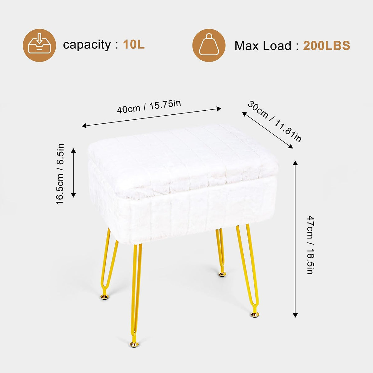 H&B Luxuries Multi-Functional Footrest Ottoman – Comfortable, Stylish, and Practical for Home & Office (White, with Storage)