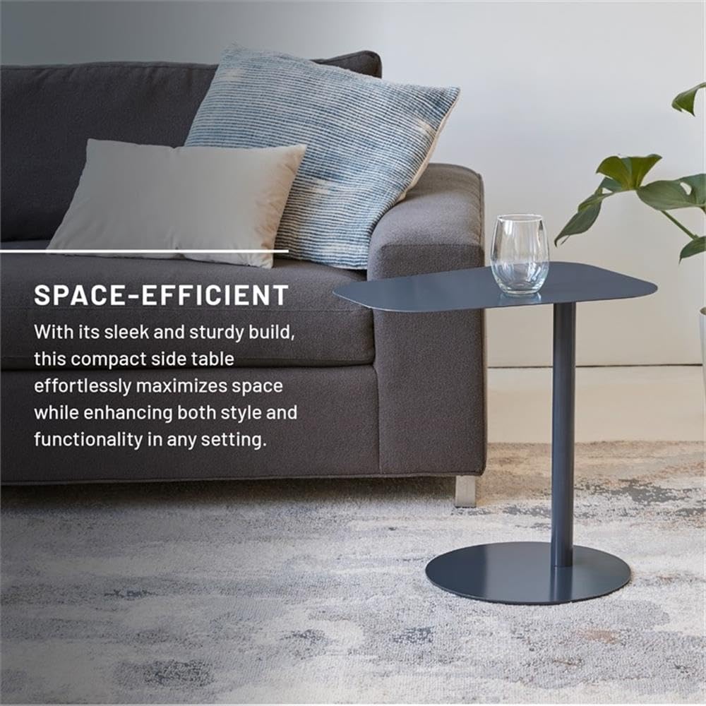 MAKLAINE Modern Metal End Table, 20 in H x 19.75 in W, Powder-Coated Steel, Vibrant Orange Finish, C-Shaped Space-Saving Design, Durable Compact Side Table for Living Room or Small Spaces