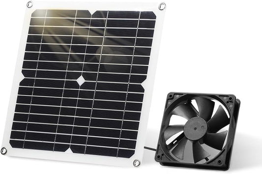 SUNYIMA Solar Panel Fan Kit, 12W Weatherproof Solar Panel with DC Fan for Small Chicken Coops, Greenhouses, Sheds,Pet Houses, Window Exhaust (Single Fan)
