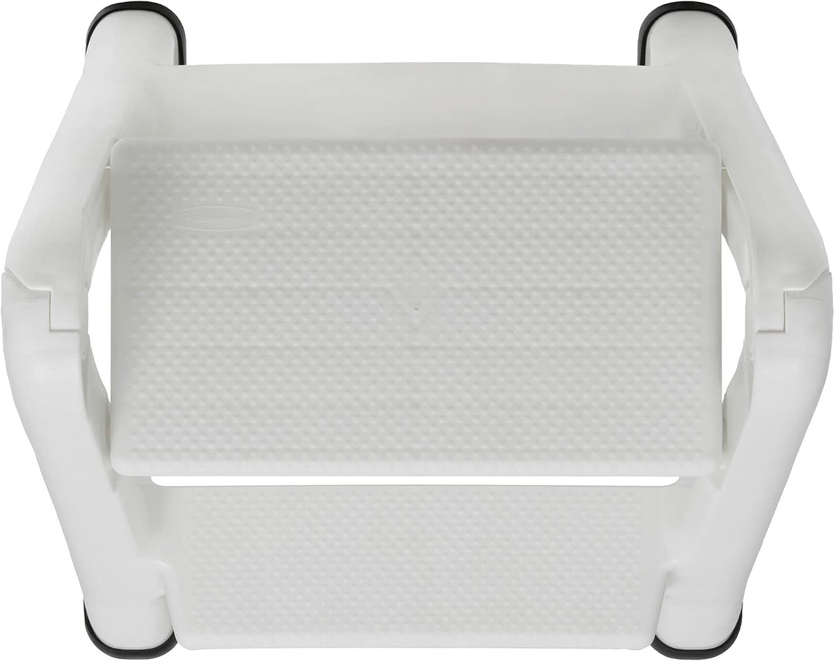 Rubbermaid FG420903WHT EZ Two Step Durable Folding Plastic Ladder Step Stool with Skid Resistant Foot Pads, White (2 Pack)
