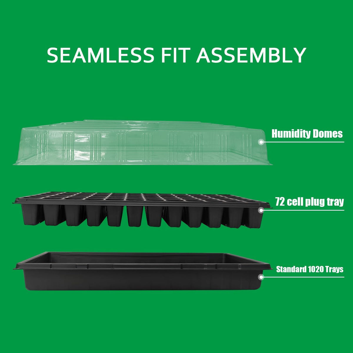 Plant Growing Nursery, Standard 1020 Trays Plastic Sturdy Farmer Self Seedling Tray for Microgreens Indoor Nursery Pots Transplantation (5-Pack, 21.6"×11.2", 2.52" Deep, no Holes)