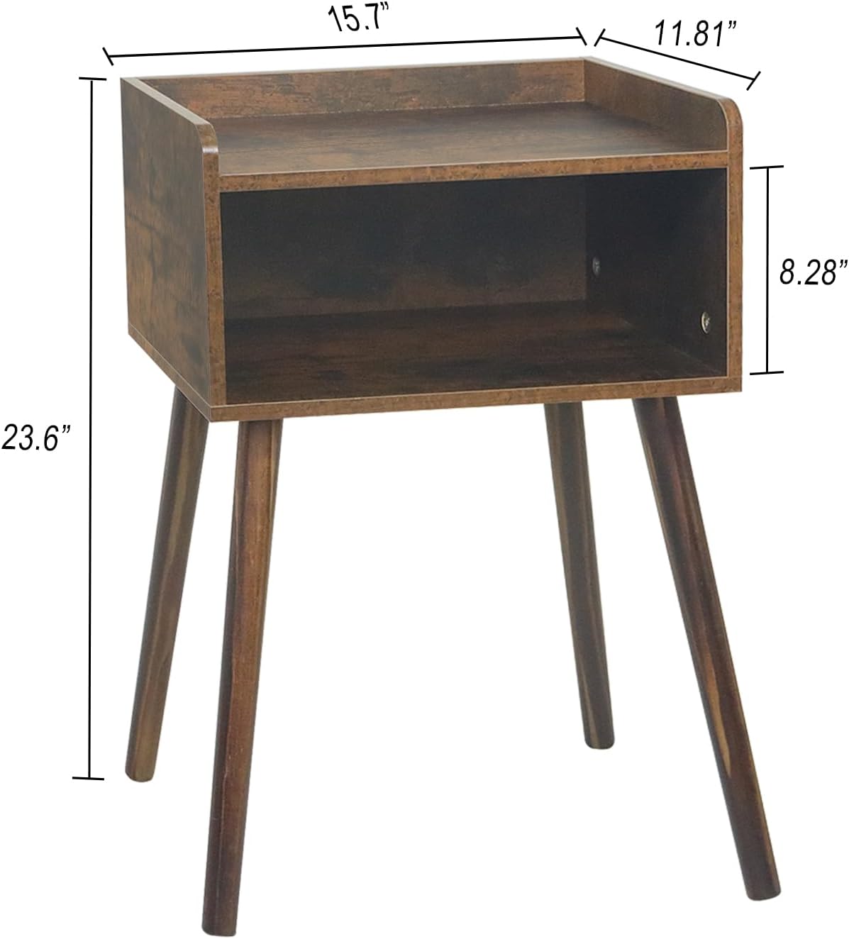 MaxSmeo Nightstand, Mid Century Modern Side Table Bedroom with Storage, Small End Bedside Table with Solid Wood Legs for Living Room, Office Small Spaces (Rustic Brown)