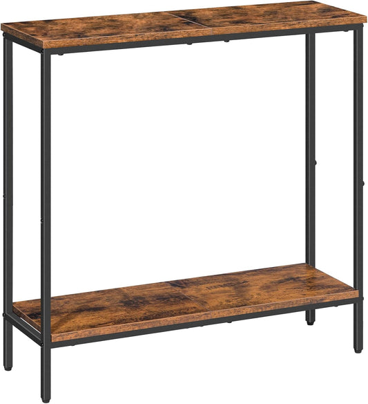 HOOBRO 29.5" L Narrow Console Table, 8.7" D Small Entryway Table | Sofa Table Behind Couch with 2-Tier Storage Display Shelves for Hallway, Foyer, Living Room, Bedroom