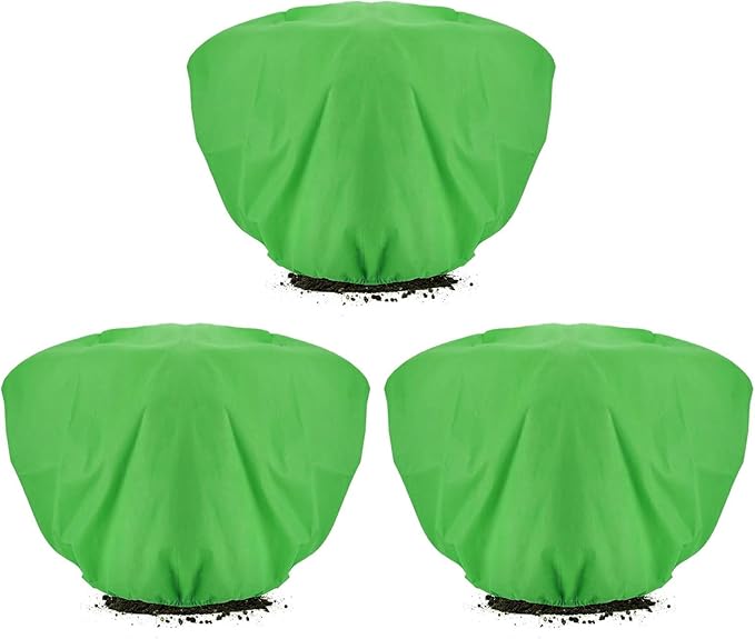 ANPHSIN 3 Pcs Plant Covers Freeze Protection - 19.6in x 39.3in Winter Shrub Plant Protection Bags, Frost Blankets Cloths with Drawstring for Outdoor Garden Rose Bush Plants, Green