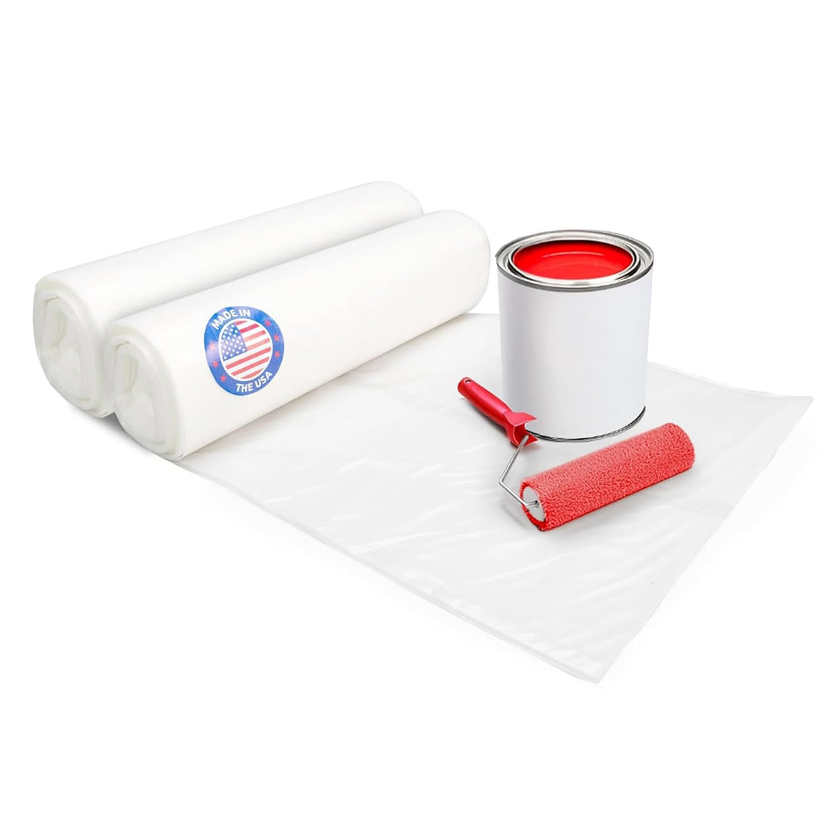 Plastic Sheeting 4 mil, 4' x 50' (200 sq.ft.), Pack of 2 - Thick Semi-Clear Plastic Sheeting for Construction, Painting, Drop Cloth, Slide&Slip - Heavy Duty LDPE Film Roll by IDL Packaging