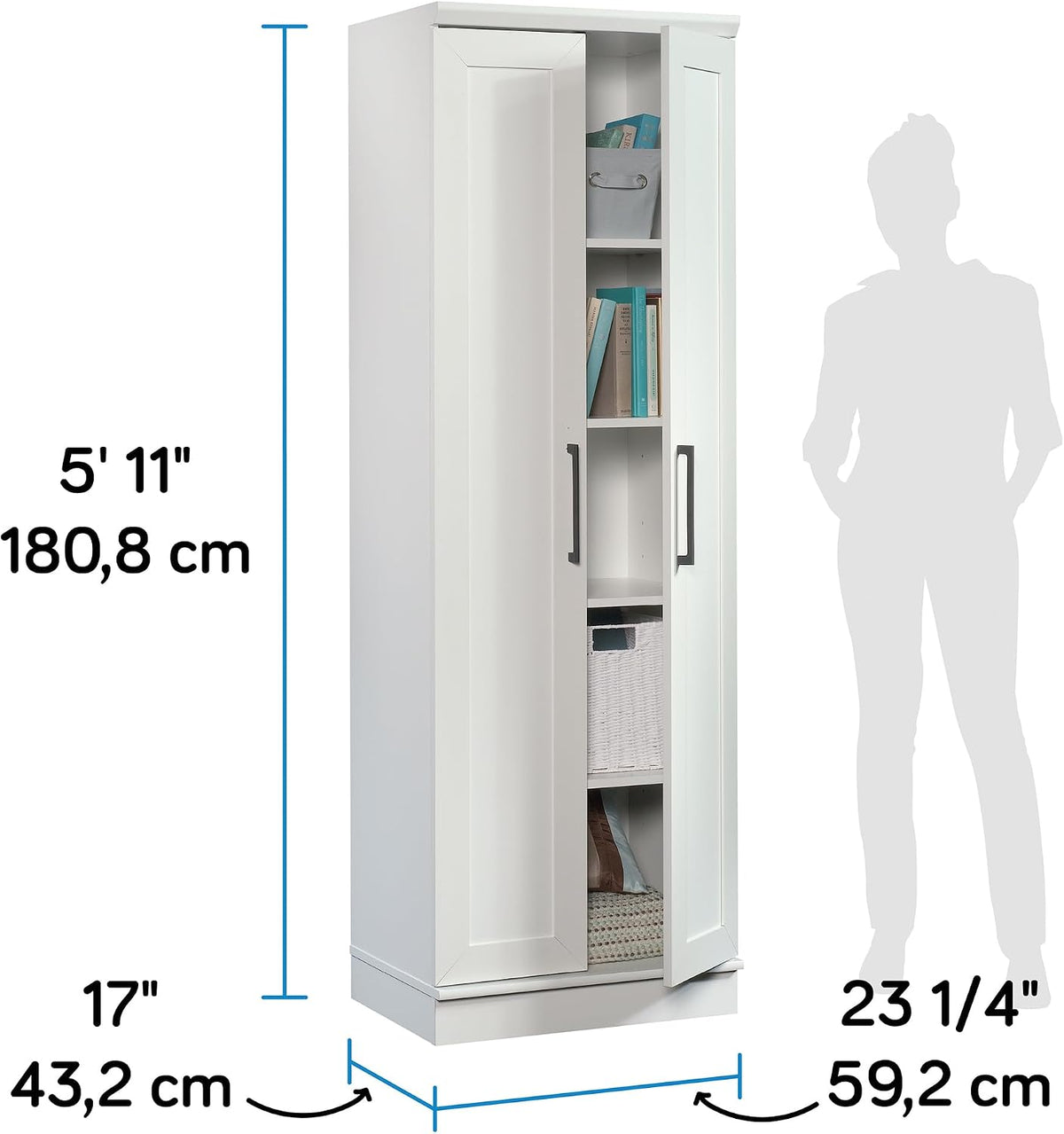 Sauder HomePlus Storage Cabinet/ Pantry cabinets, Soft White finish
