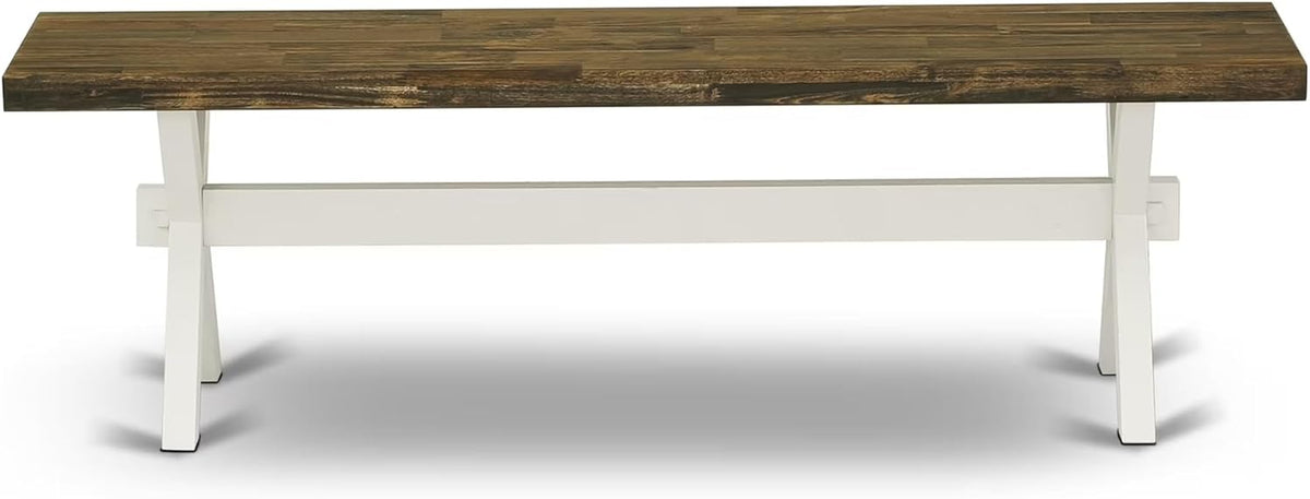 East West Furniture XB076 X-Style Mid Century Modern Dining Bench with Solid Wood Seat, 60x15x18 Inch, Multi-Color