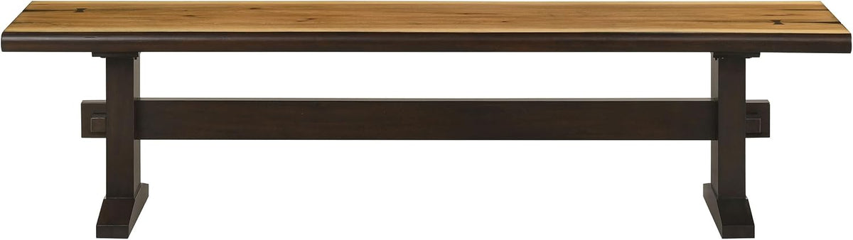 Coaster Home Furnishings - Bexley - 70-Inch Wood Dining Bench - Rustic Farmhouse Trestle Design - Kitchen, Dining Room - Natural Honey & Smoky Black - 110333
