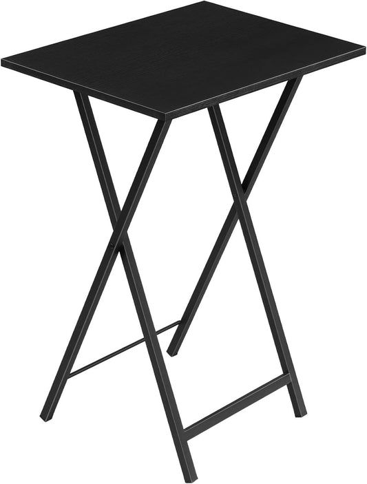 HOOBRO Folding TV Tray Table, Stable Snack Table for Small Space, Portable Sofa Side Table, Easy Assembly and Storage, Ideal for Snacks and Meals in Living Room, Black BK15BZ01