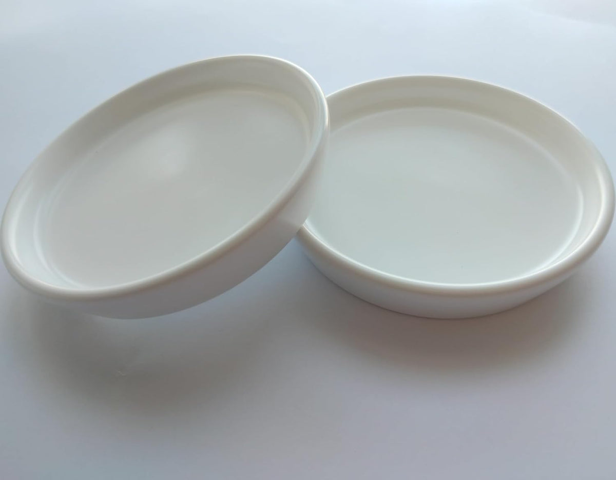 2 Pack Ceramic Plant Saucer 4 Inch, Heavy Duty Plant Pot Tray for Indoor & Outdoor, Glazed Ceramic Plant Drip Trays