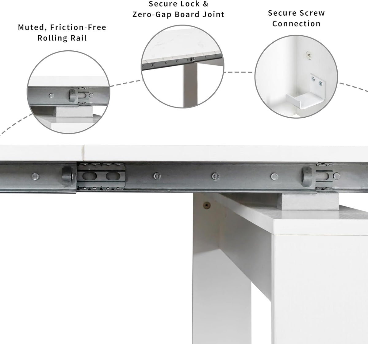 Extendable Dining Table, Transformer Console Table for 1-12 People, Folding Space Saving Dining Room Table for Homes, Apartments, Marble White