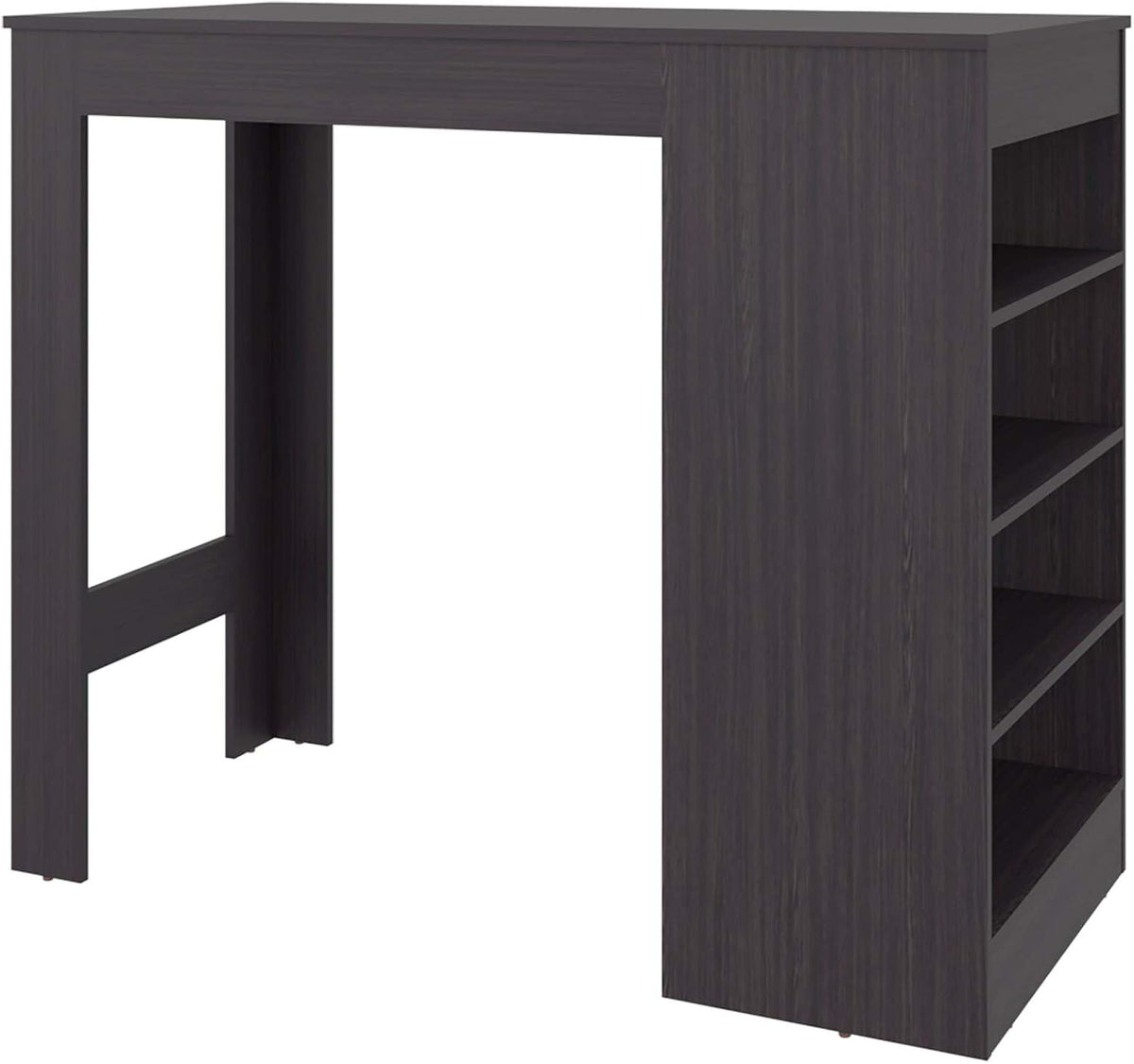 Wenge Kitchen Island with Open Storage - Wood Countertop | Four-shelf open storage design maximizes vertical space for organized storage