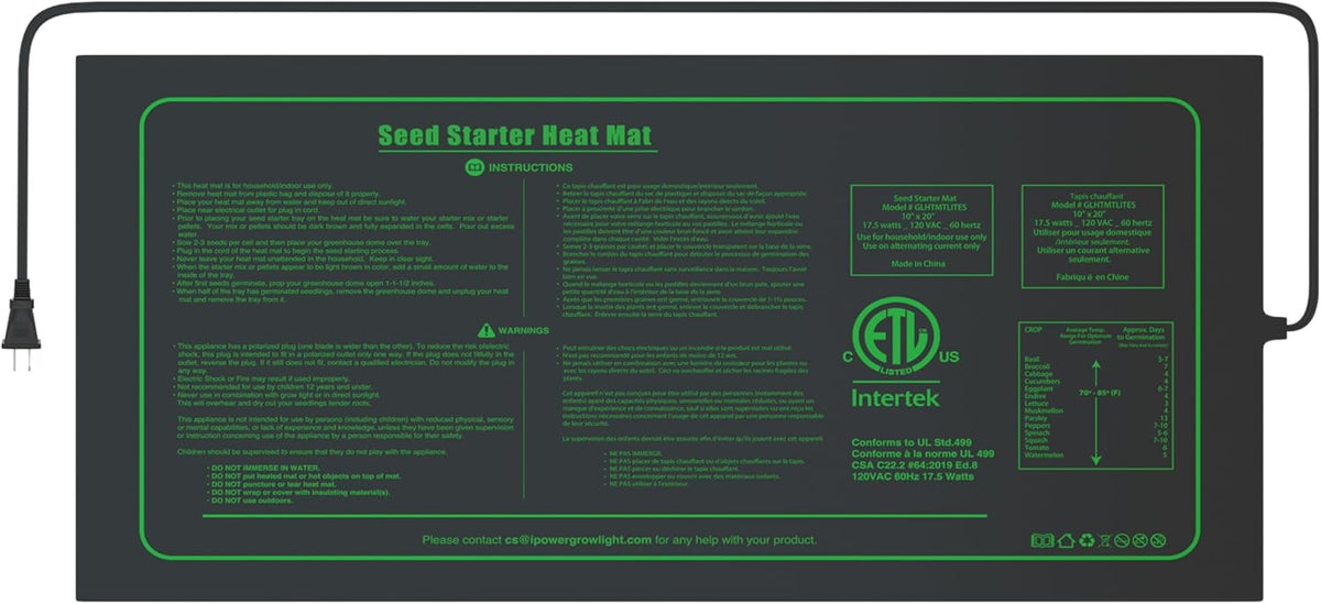 iPower Seedling Heat Mat Waterproof Durable Germination Station Warm Hydroponic Pad for Indoor Home Gardening Seed Starter