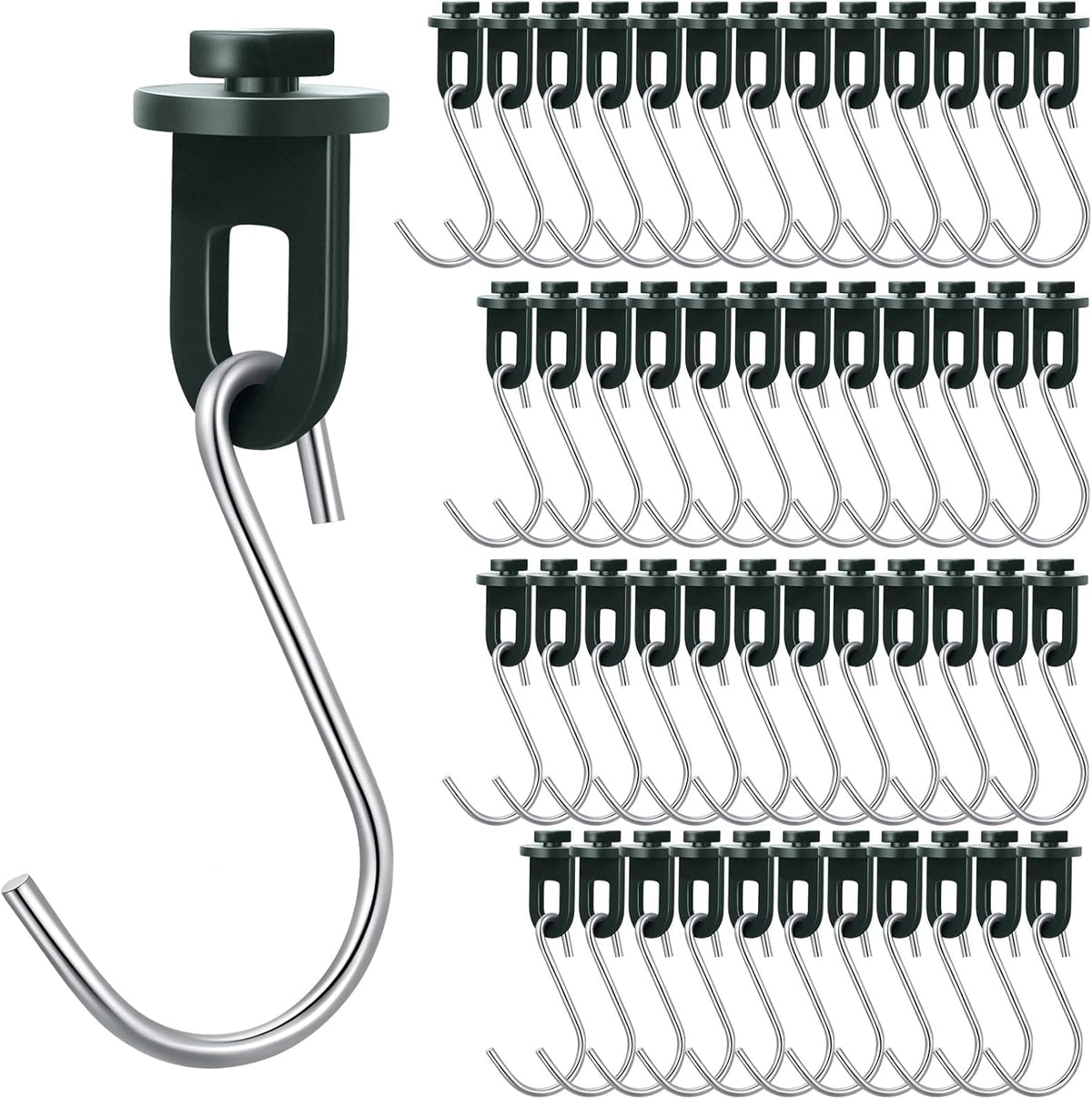 Ripeng 50 Pieces Greenhouse Hooks Hanger Twist Clips Greenhouse Fixing Clips with Stainless Steel S Hooks for Outdoor Garden Hanging Plants Plastic Insulation Netting Shading