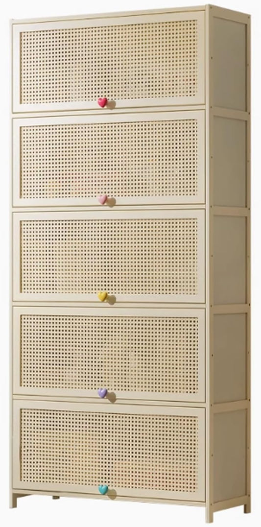 13 Inch Wide Kitchen Cabinet Storage Natural Bamboo Material Flip Up Hover Door Design Food Pantry Cabinet, for Kitchen Living Room Bedrooms(60 * 33 * 40cm)