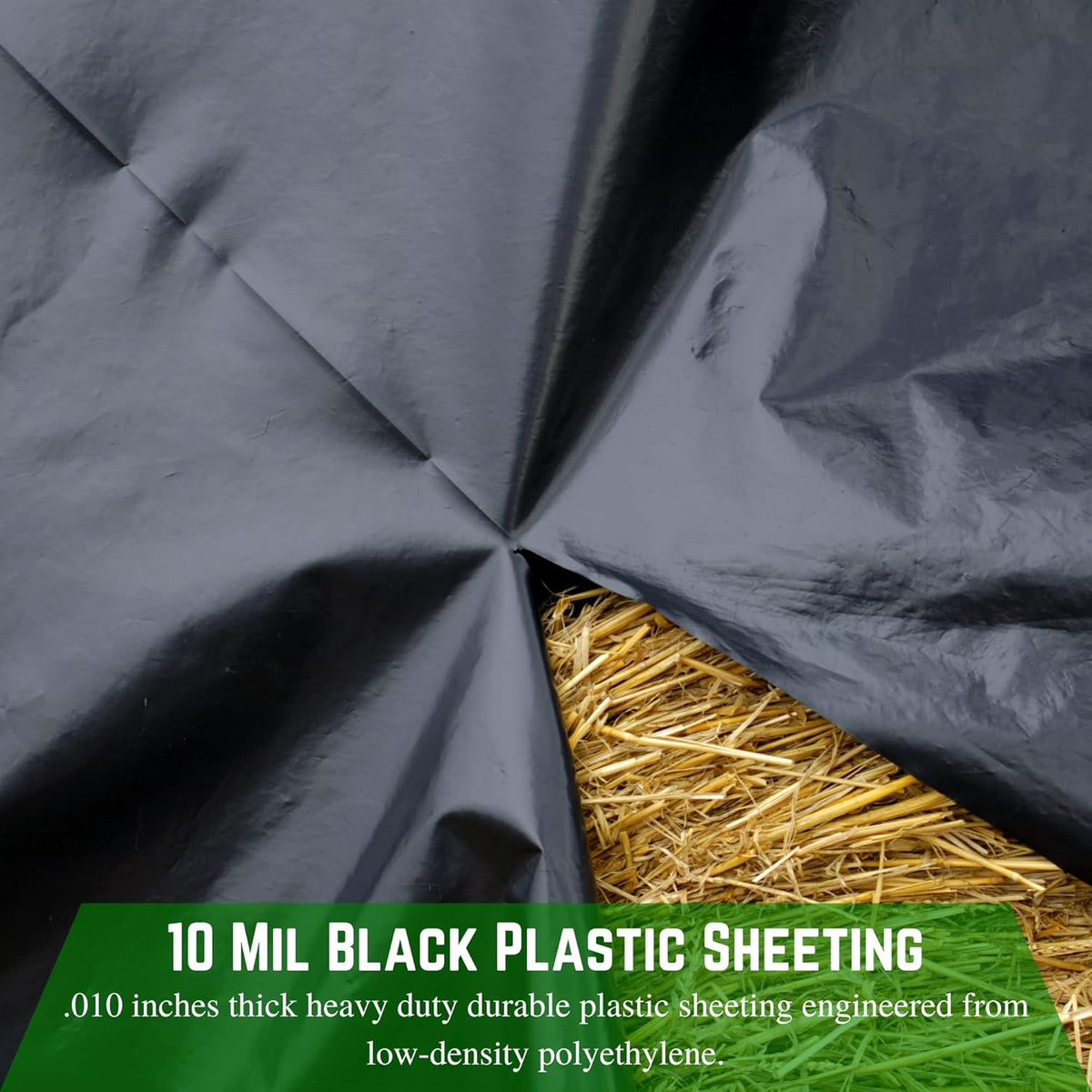 Farm Plastic Supply - Black Plastic Sheeting - 10 mil - (20' x 100') - Black Plastic Tarp, Polyethylene Vapor Barrier Plastic Sheeting, Painters Tarp, Roll of Heavy Duty Plastic