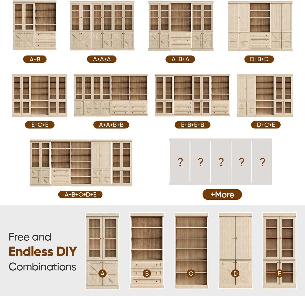 ivaniti 70.8" Tall Kitchen Pantry Cabinet with Doors, Farmhouse Modular Storage Cabinet with 4-Tier Adjustable Shelves, Large Storage Cabinet for Kitchen or Living Room, Set of 2, Brown