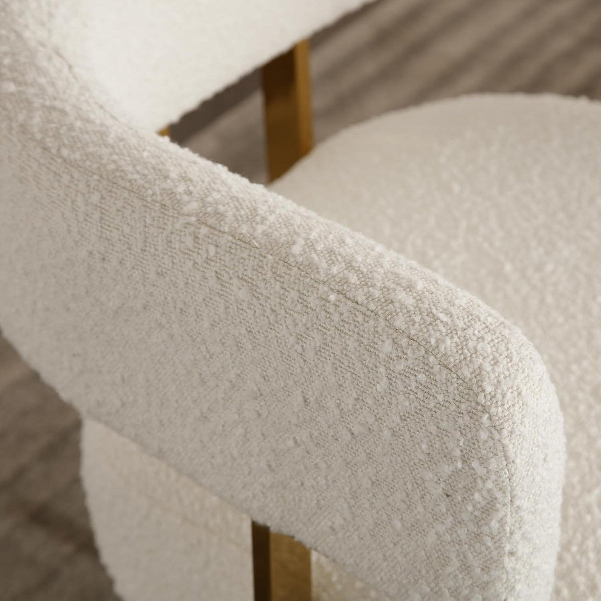 Barrel Accent Chairs Set of 2, Modern Side Chair with Golden Metal Legs, Sherpa Upholstered Reading Armchair, Boucle Club Chairs for Living Room/Reception Room/Bedroom/Office, White