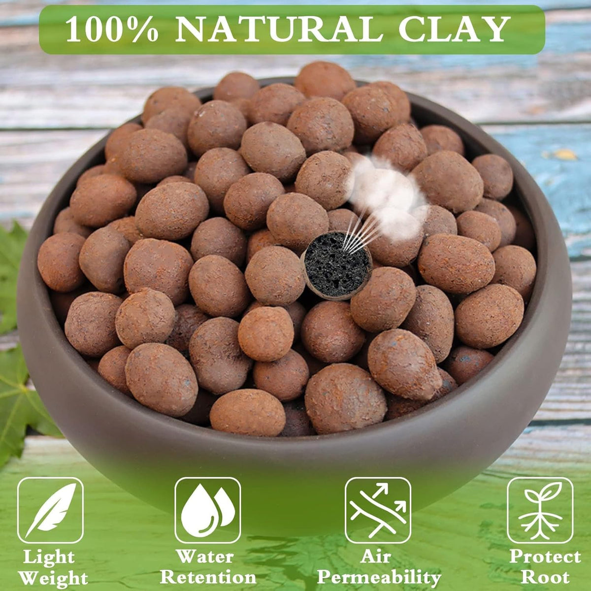 Halatool 10LB Leca Clay Pebbles for Plants 4mm-16mm Clay Balls 100% Natural Hydroton Leca Balls for Indoor Plants Hydroponic Growing Gardening Orchids Drainage Decoration Aquaponics