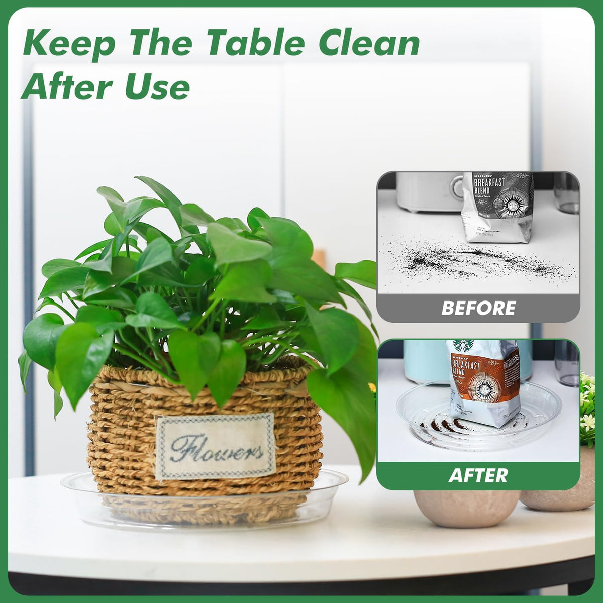 20 Pack 14 Inch Plant Saucer Clear Plant Saucers for Outdoors Plants Drip Trays Extra Large Pot Saucer No Holes Pot Saucers Planter Trays for Outdoor Plants Bulk Plastic Tray for Flower, Potted Tree