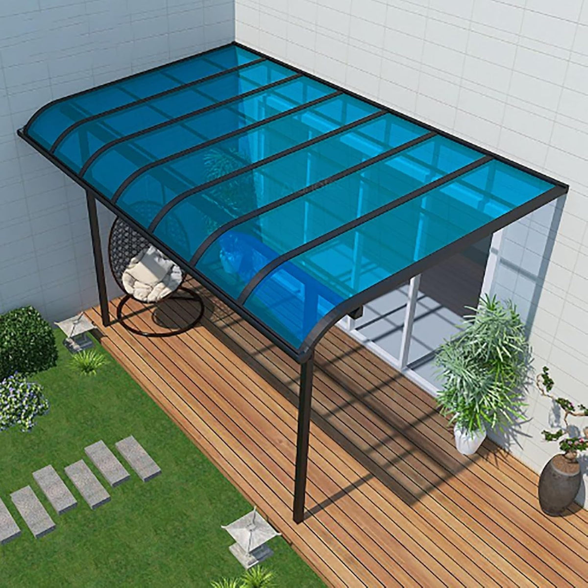 Daylighting Roof Panels Outdoor Sunshade Canopy Panels Greenhouse Panels Not Easy to Deform Easy to Assemble for Outdoor Shed Panels.(Blue,4x3.3ft)