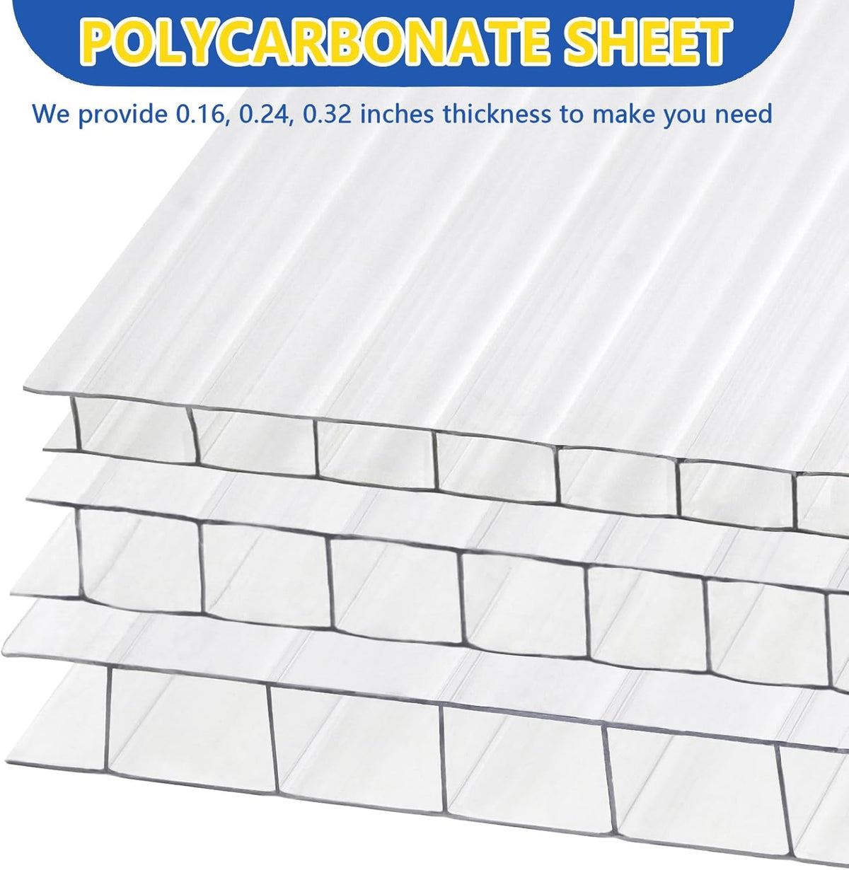 Polycarbonate Greenhouse Panels, Twin-Wall Polycarbonates Sheet, Clear Polycarbonate Panels for Greenhouse,Outdoor Garden, Plant Stand Roof (47.2''H x 23.6''W x 0.16''T, 6)