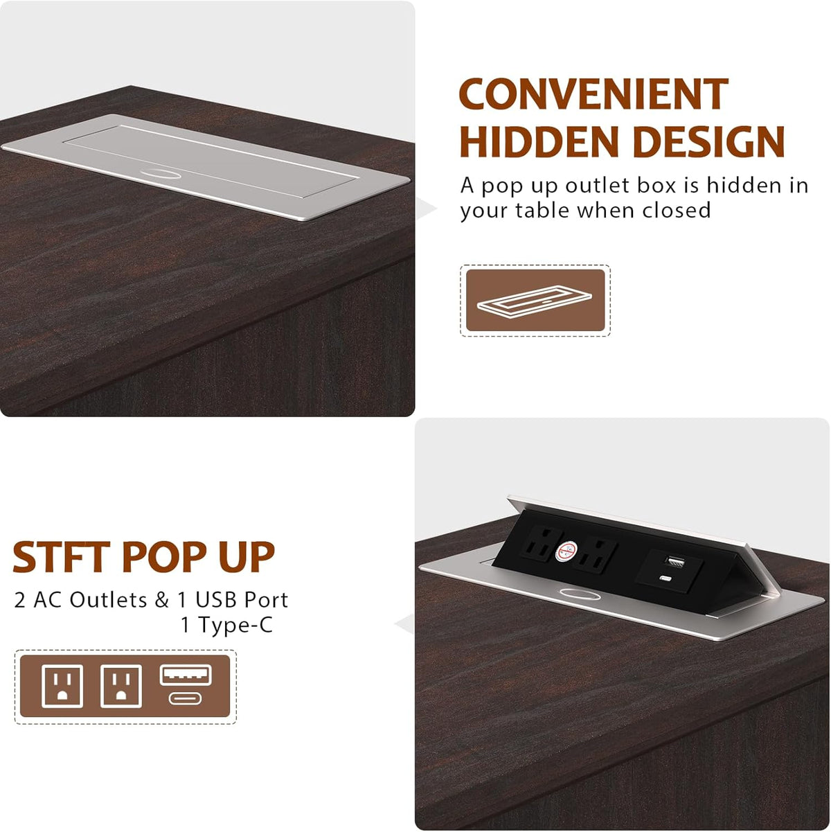 HIFYOBRO 3 Drawers End Table with Flip Top Charging Station, Narrow Side Table with Power outlets, Wooden Nightstand, End Table with Storage for Living Room and Bedroom